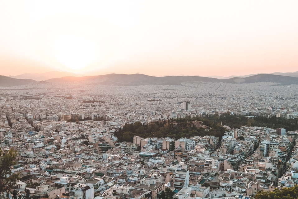 Athens Lycabettus Hill Greece Sunset