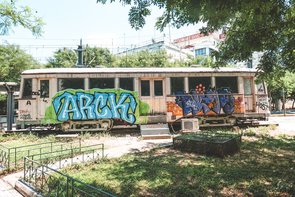 Tram Athens Graffiti Greece