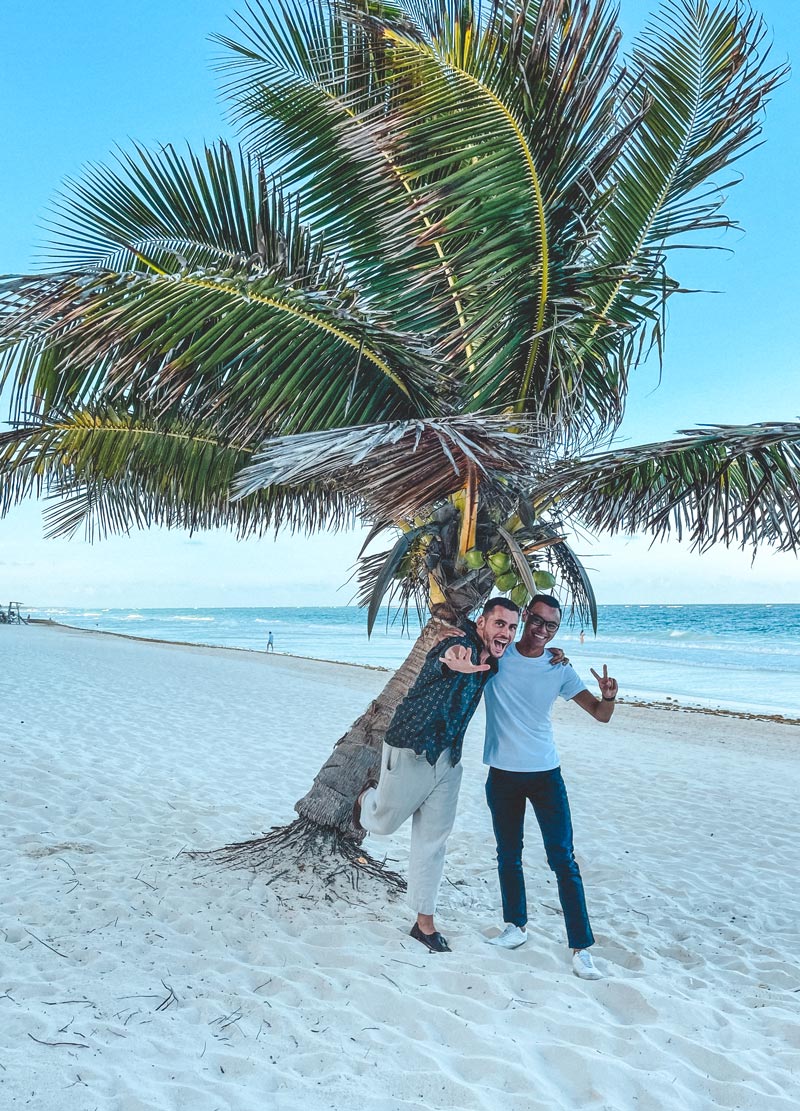 friends on the beach mexico tulum