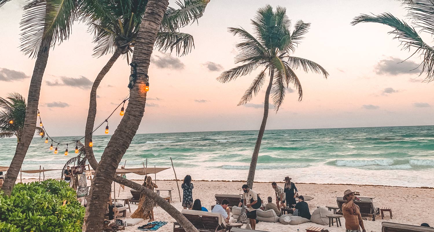 sunset in tulum beach club