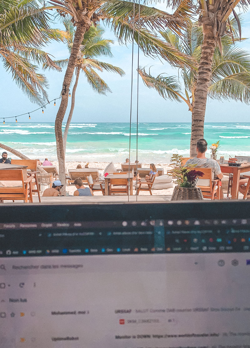 working from the beach digital nomad tulum