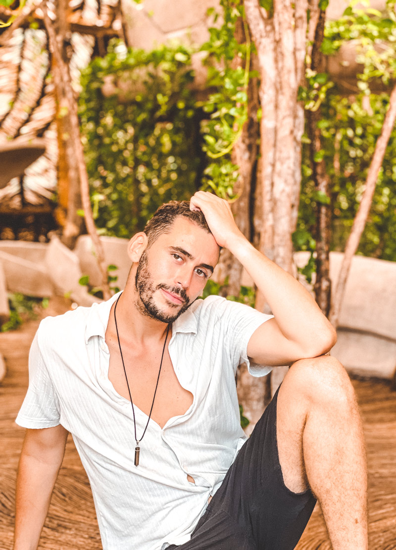 men necklace outfit tulum