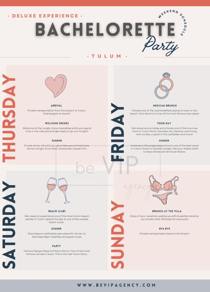 bachelorette party itinerary map tulum